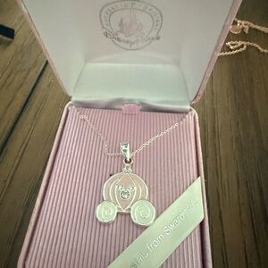 Disney Cinderella Silver Carriage Pendant Necklace with Swarovski crystal